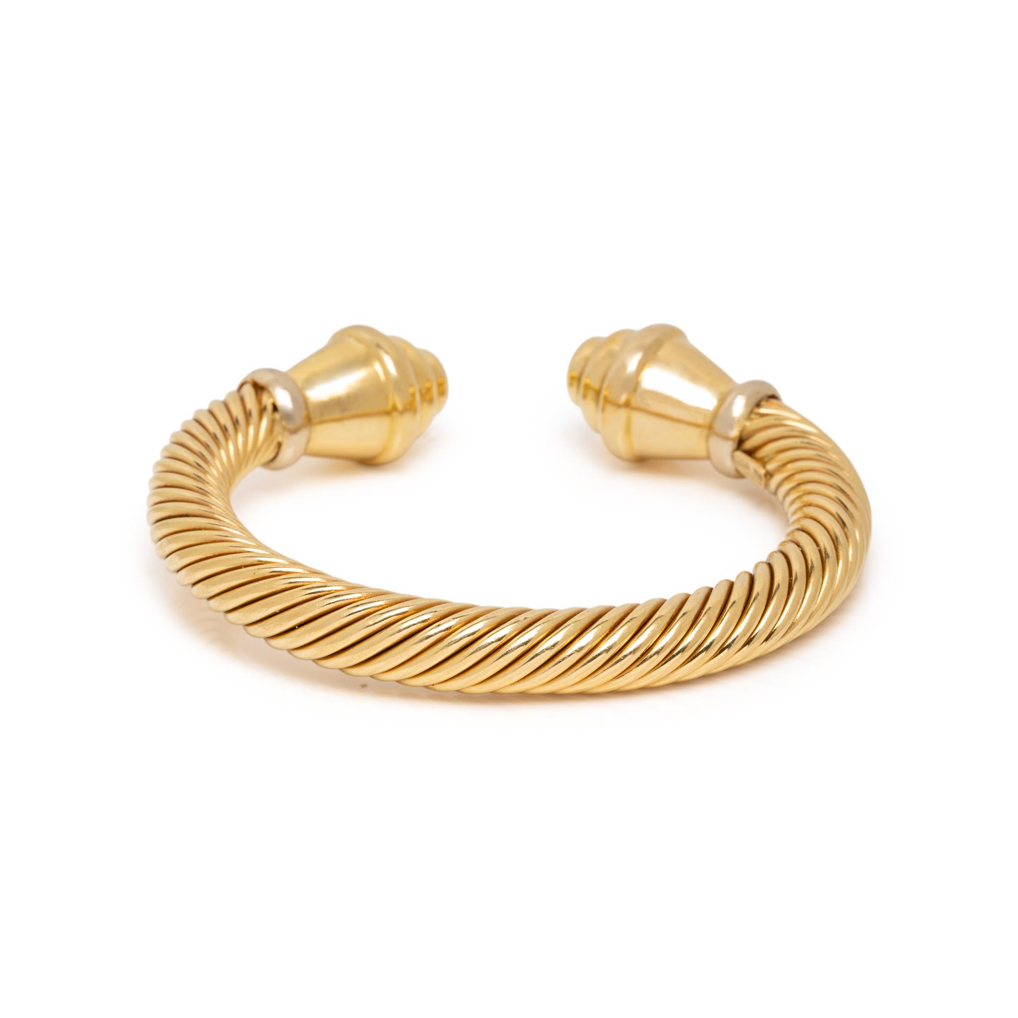 YELLOW GOLD TWISTED CABLE CUFF BRACELET