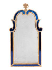 A Swedish Giltwood and Cobalt Blue Glass Mirror in the Manner of Burchard or Gustav Precht
