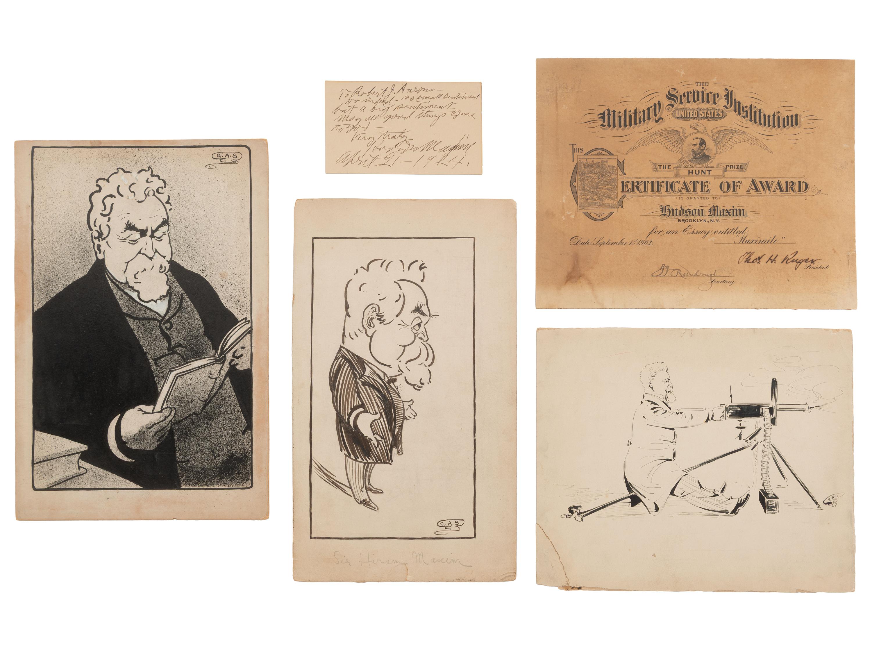 [WEAPONRY]. Photographic archive identified to inventors Hiram and Hudson Maxim.