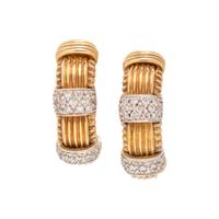 ROBERTO COIN, DIAMOND AND YELLOW GOLD CLIP EARRINGS