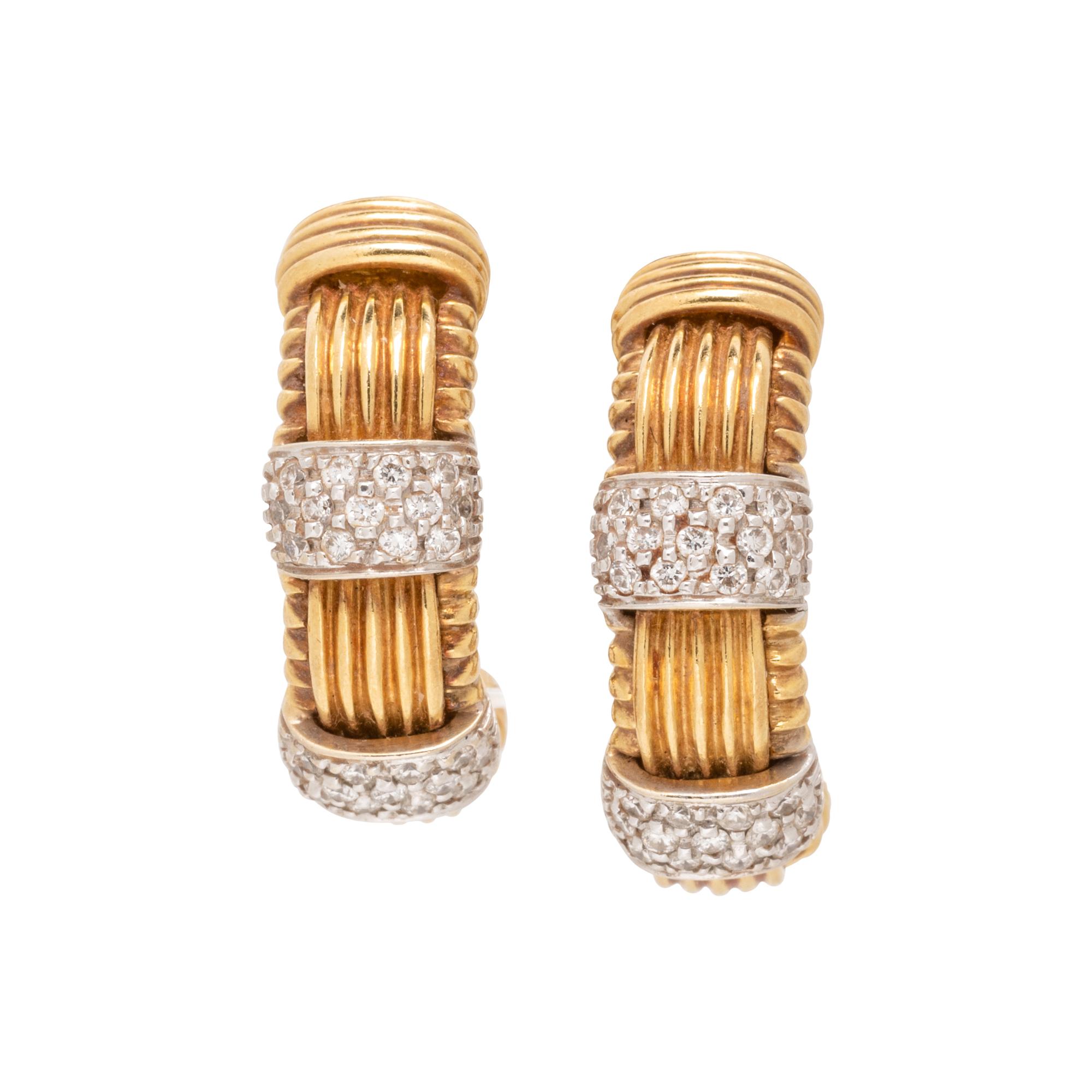 ROBERTO COIN, DIAMOND AND YELLOW GOLD CLIP EARRINGS