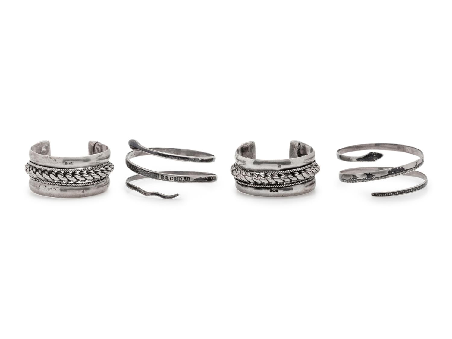 A Collection of Silver Bracelets,