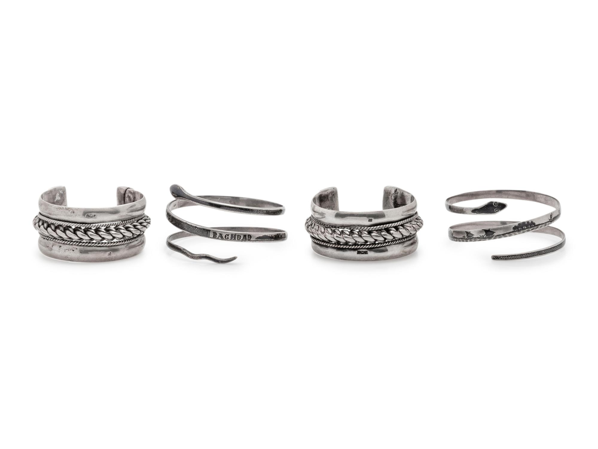 A Collection of Silver Bracelets,