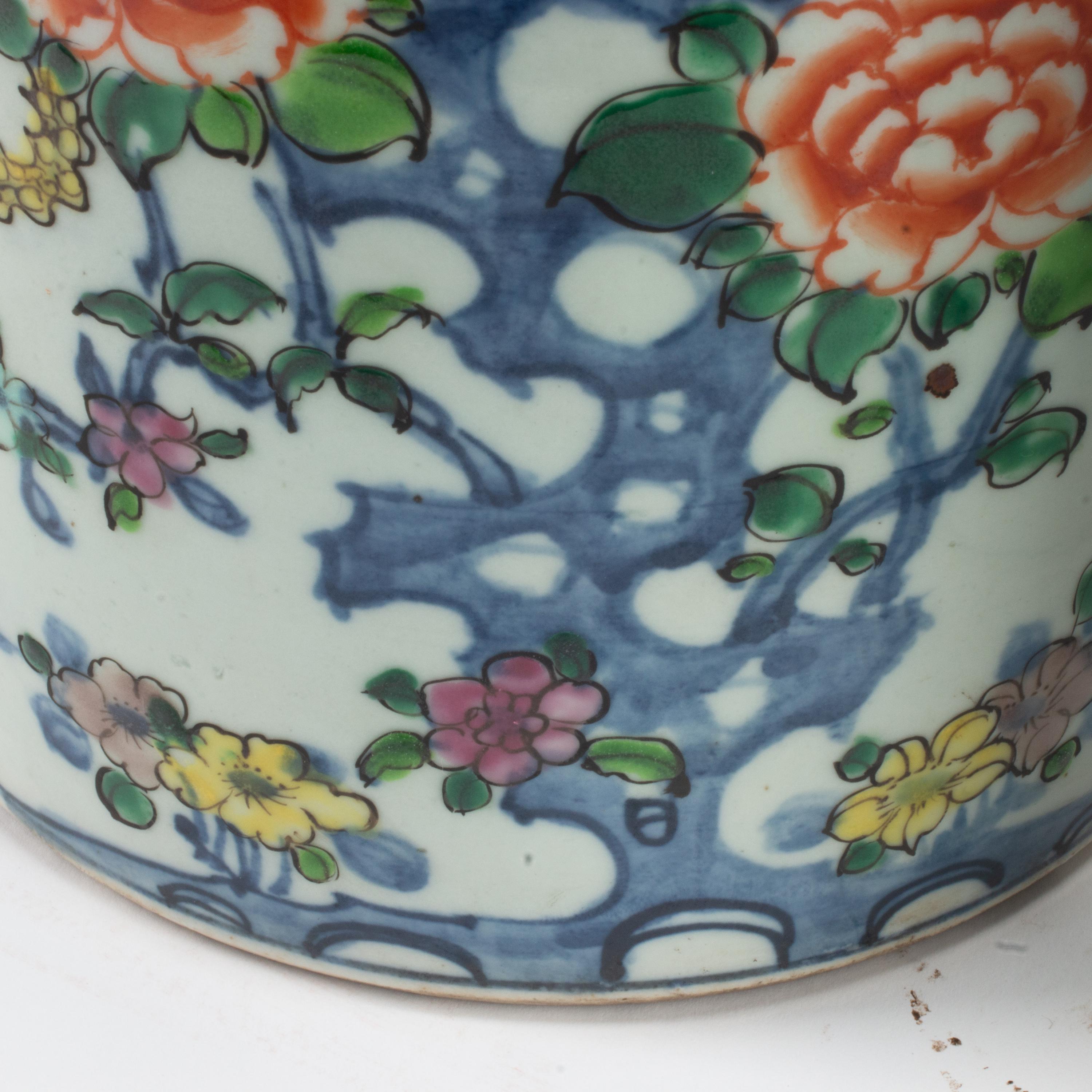 A Pair of Chinese Porcelain Cylindrical Lidded Jars