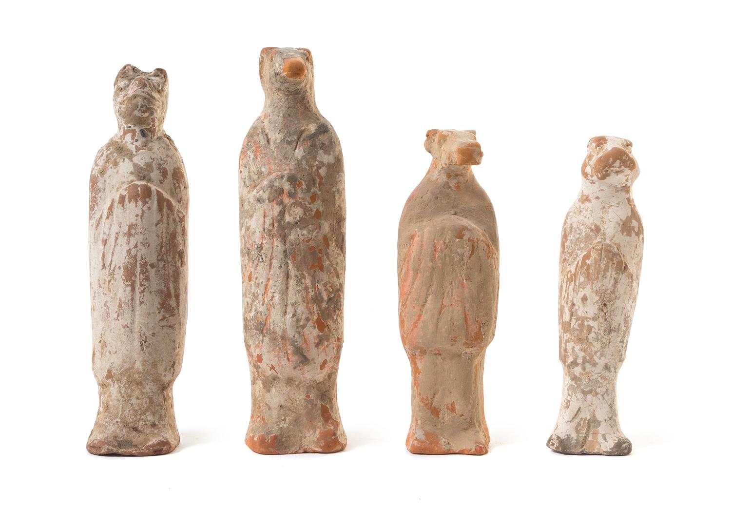 Four Painted Pottery Zodiac Figures — TANG DYNASTY