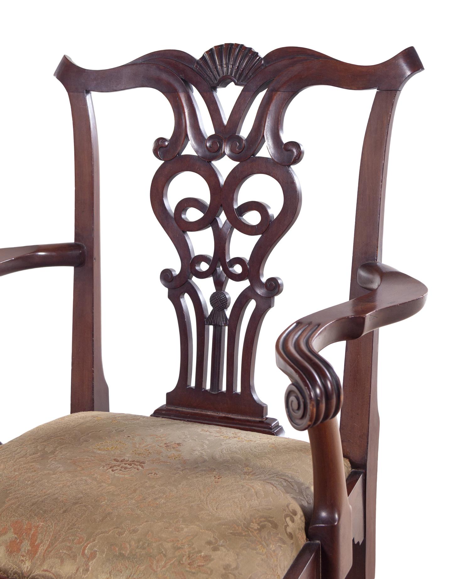 A Chippendale Style Shell-Carved Mahogany Armchair