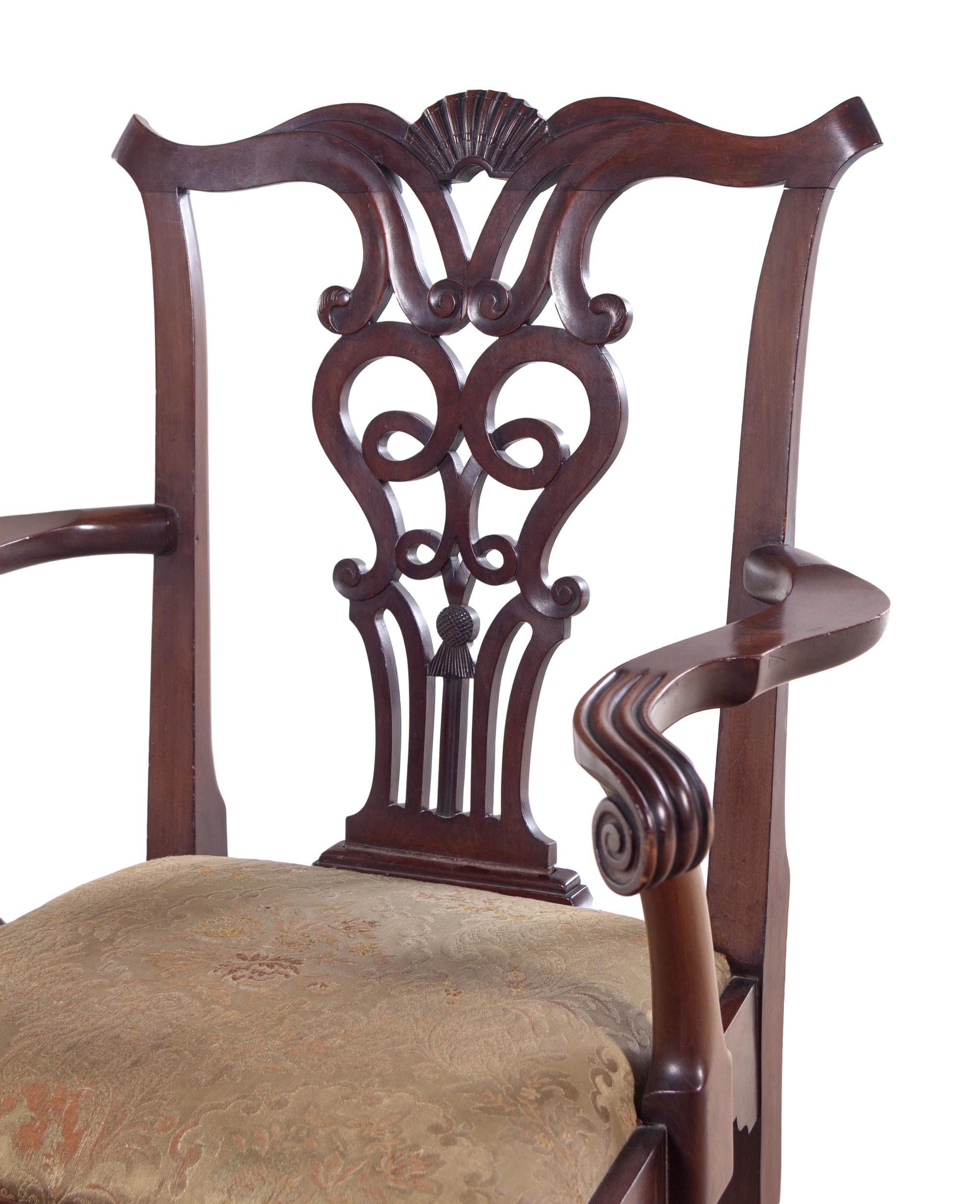 A Chippendale Style Shell-Carved Mahogany Armchair