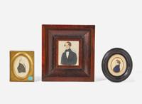 American School 19th century, Three Portrait Miniatures of Young Men