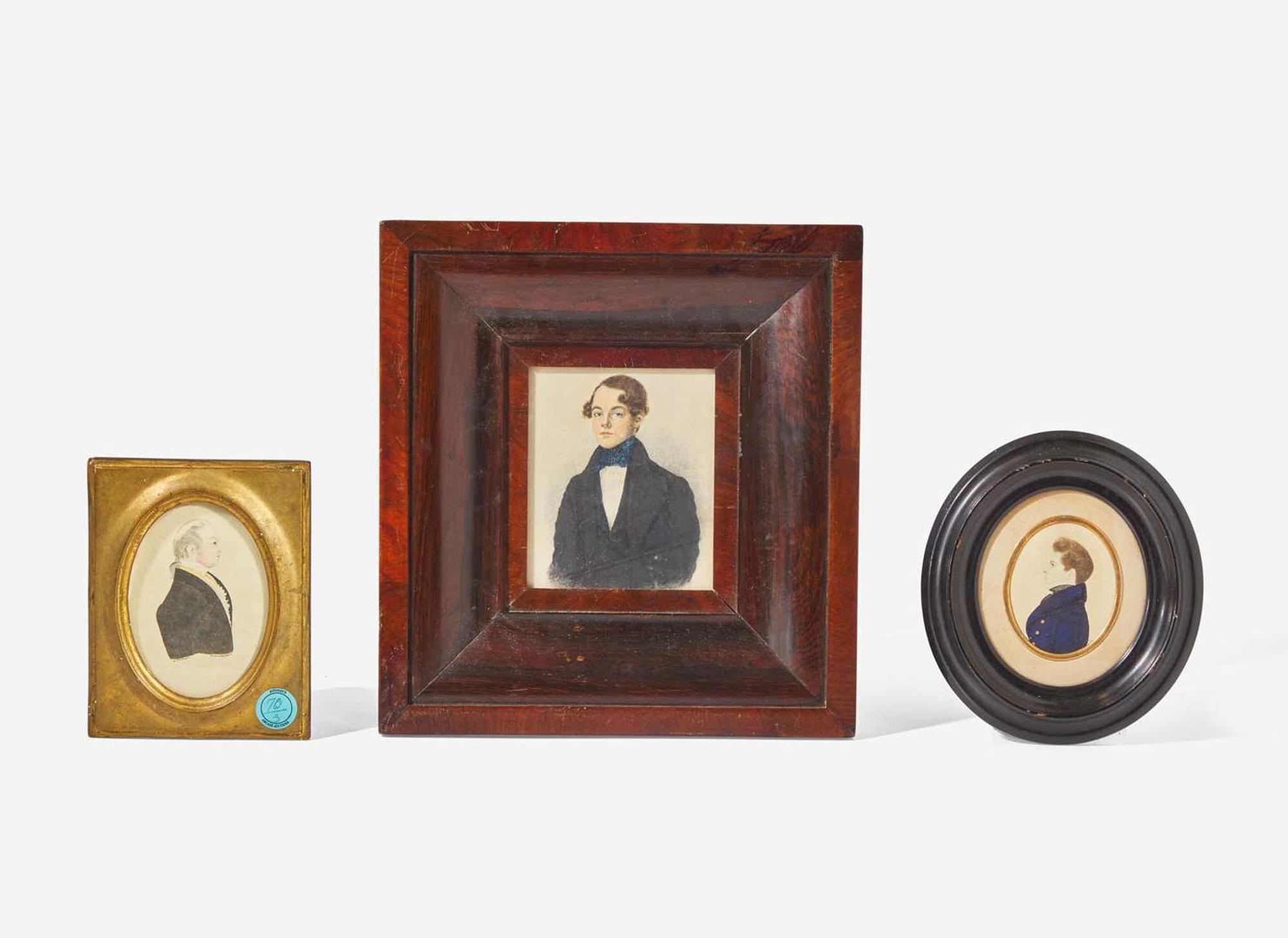 American School 19th century, Three Portrait Miniatures of Young Men