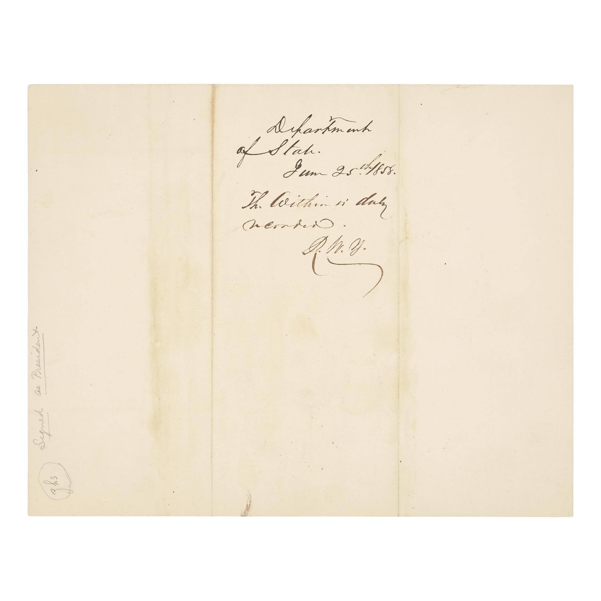 [Presidential] Buchanan, James. Manuscript document, signed