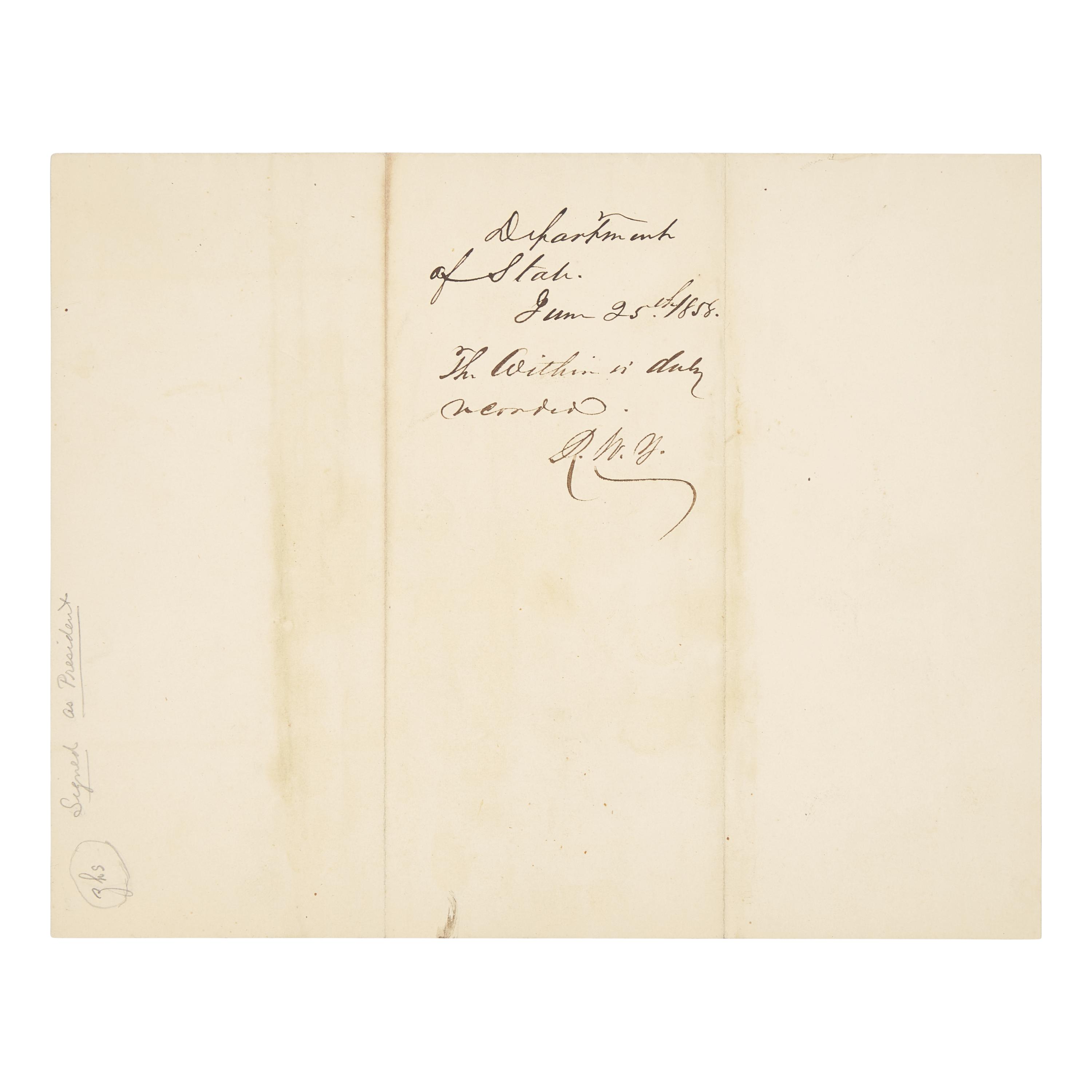 [Presidential] Buchanan, James. Manuscript document, signed