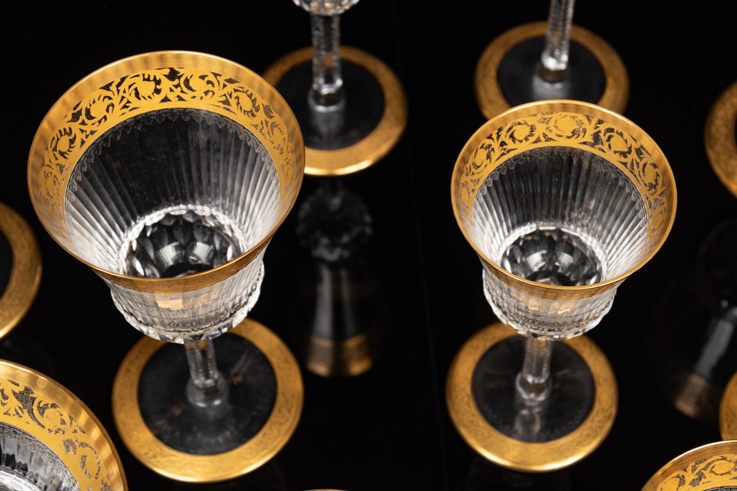 A Saint-Louis Gilt Decorated Cut Glass Stemware Service