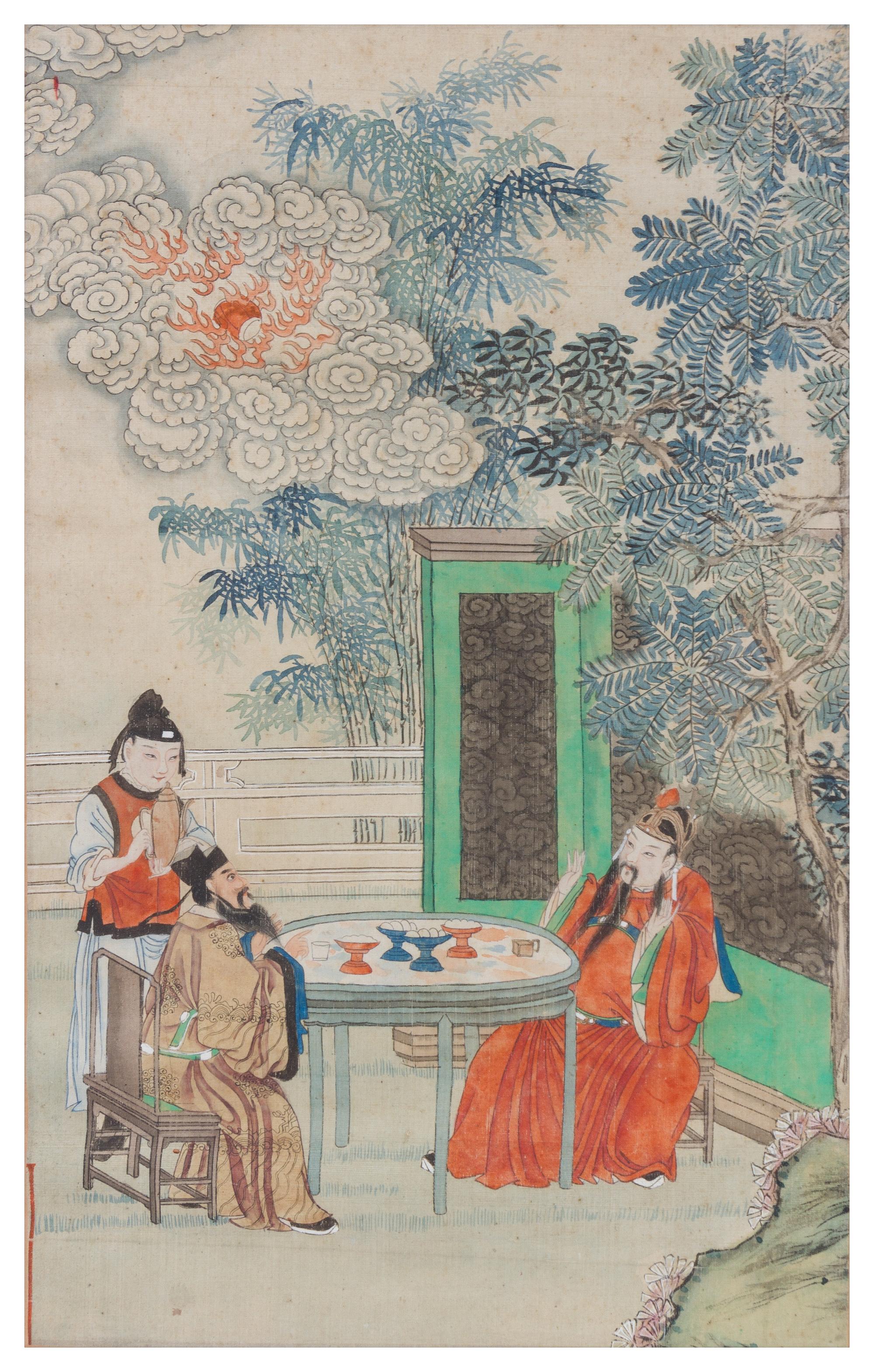 An Ink and Color Painting on Paper Height 22 3/4 x width 13 3/4 inches.