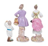 A Pair of Meissen Porcelain Figures and a German Porcelain Figure
