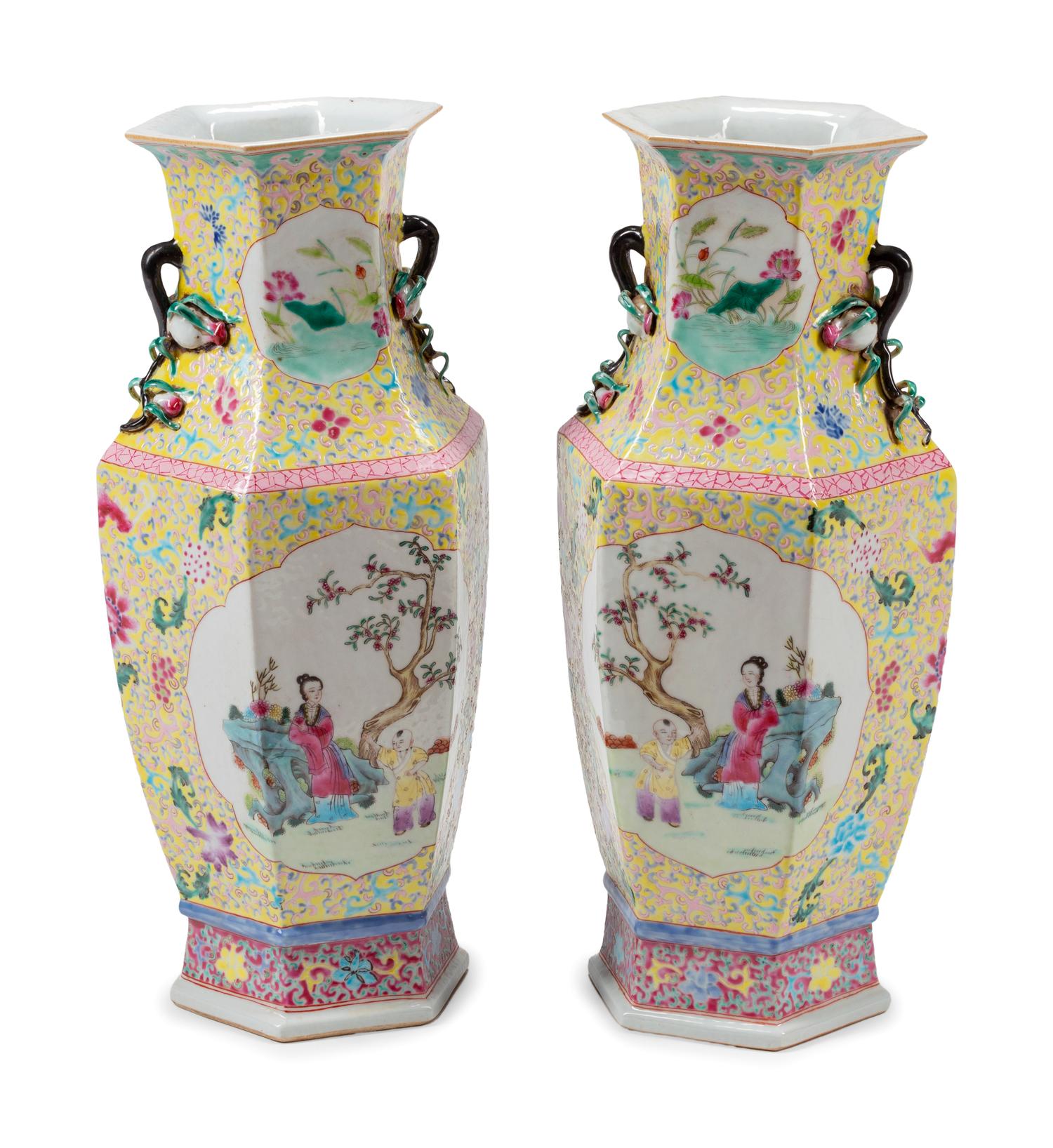 A Pair of Chinese Export Enameled Porcelain Vases