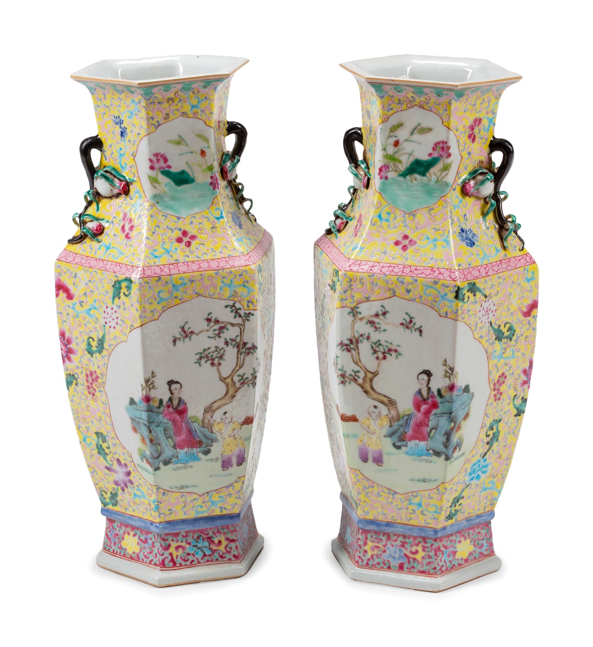 A Pair of Chinese Export Enameled Porcelain Vases