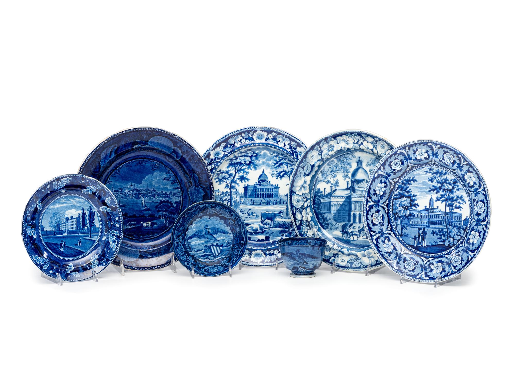 Seven Historical Blue Staffordshire Articles