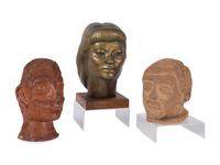 Three Folk Art Sculpted Heads