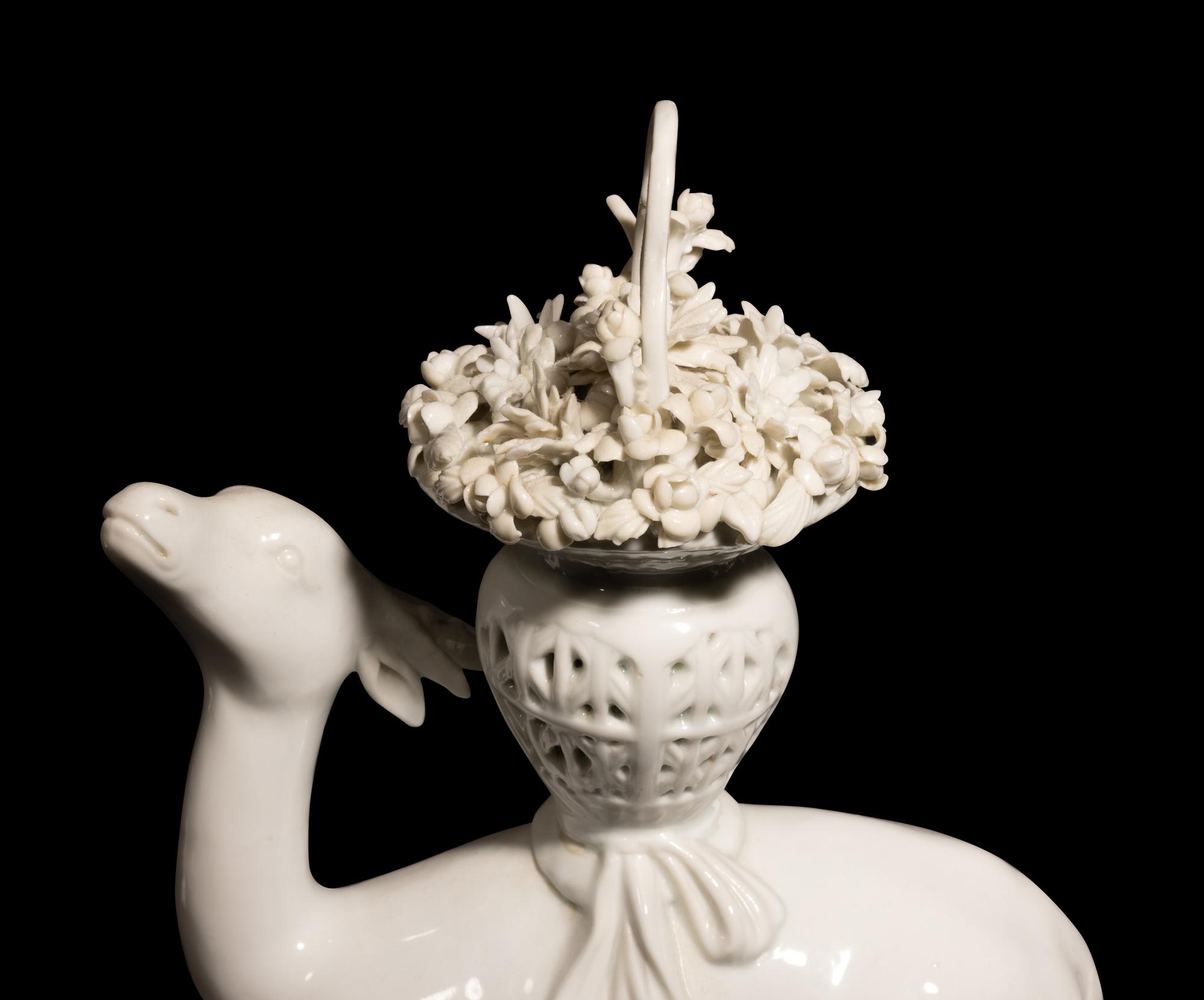 Three Pairs of Chinese Dehua Blanc-de-Chine Porcelain Figures of Animals