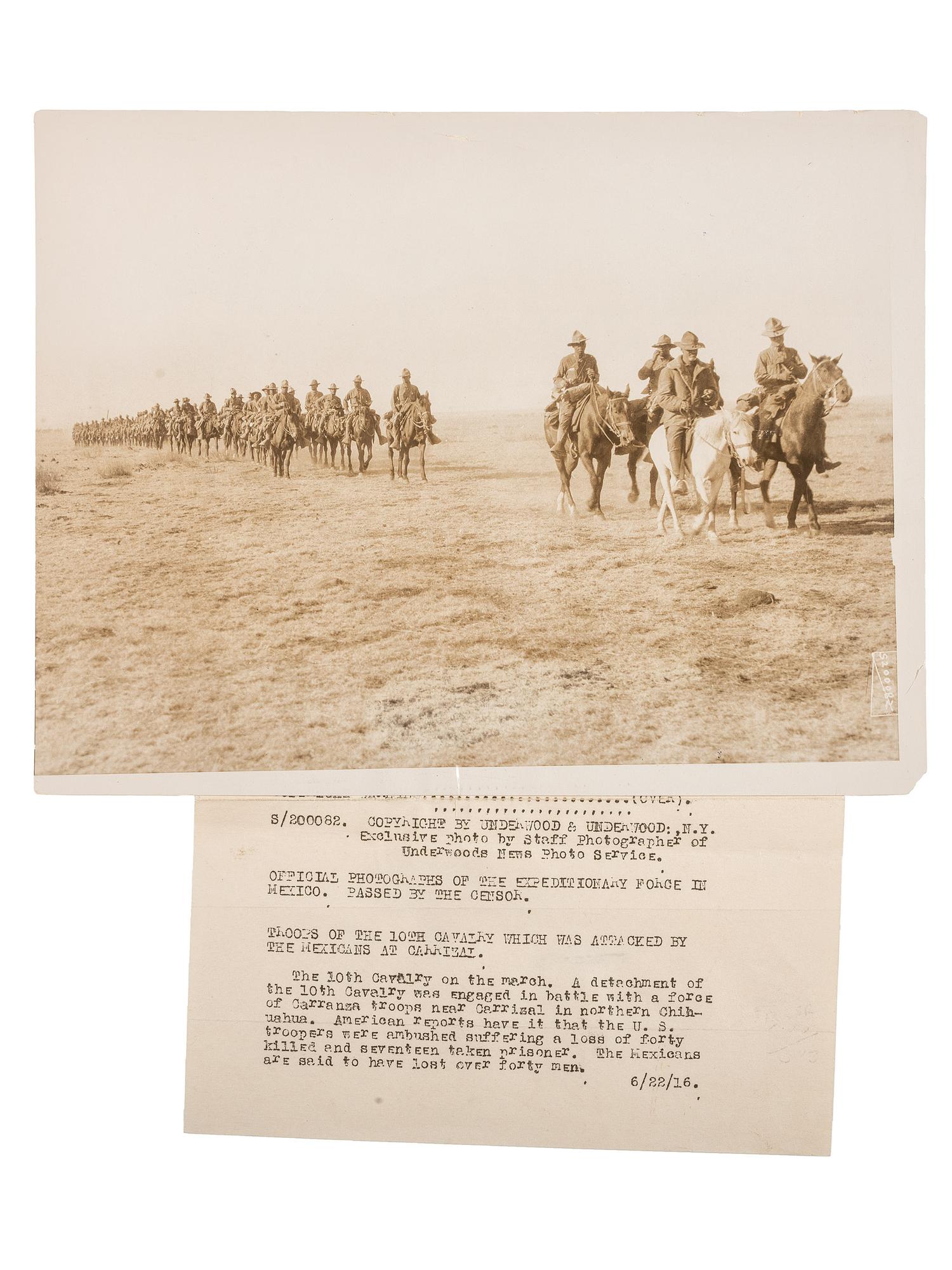 [BUFFALO SOLDIERS] -- [MEXICAN BORDER WAR]. Underwood & Underwood, photographers. Troops Of The 10th Cavalry Which Was Attacked By The Mexicans At Carrizal, 1916.