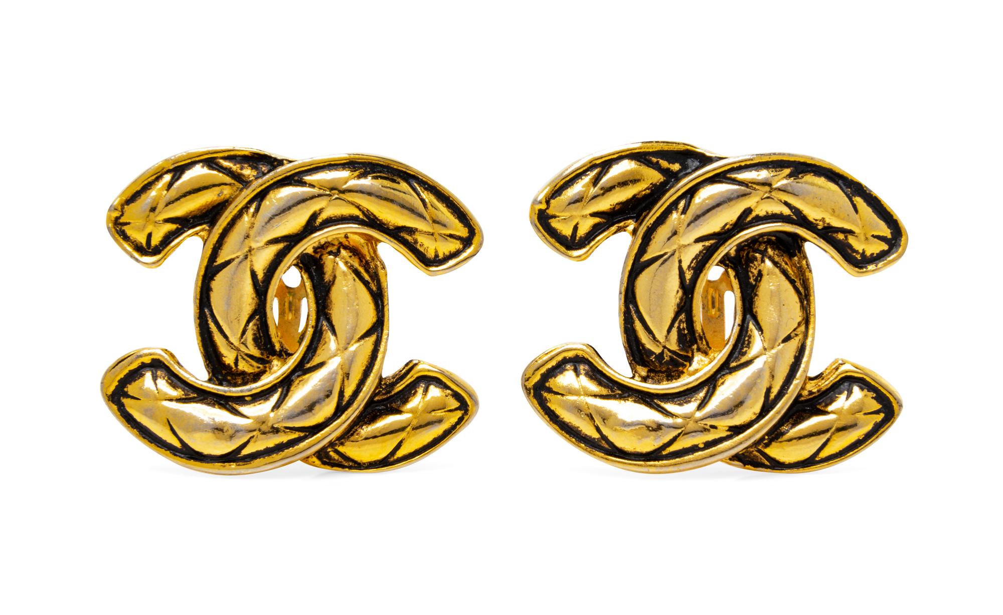 Chanel CC Logo Earclips, 1980-90s