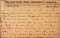 [HENDRICKS, Thomas (1819-1885)]. A collection of ephemera related to Thomas A. Hendricks, featuring ribbons and telegram from his death in 1885.