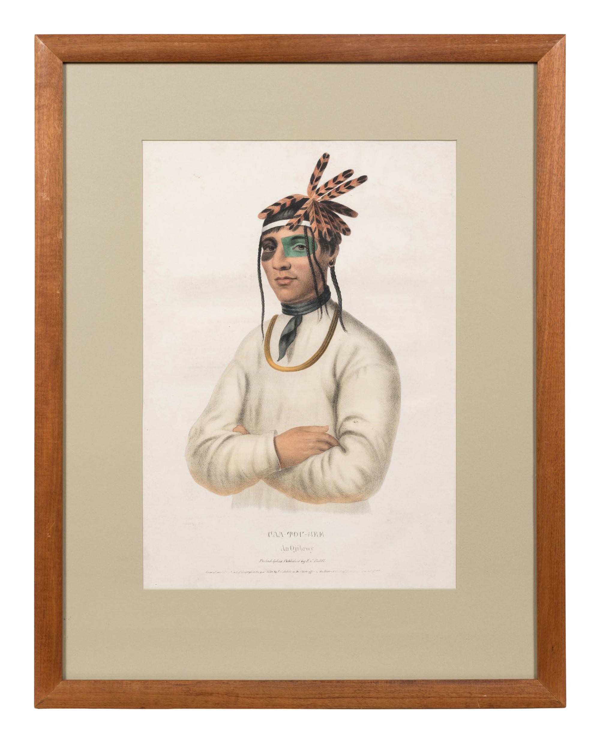 Three Hand-Colored Lithographs by George Catlin (American, 1796-1872) and a Lithograph Published by McKenney and Hall