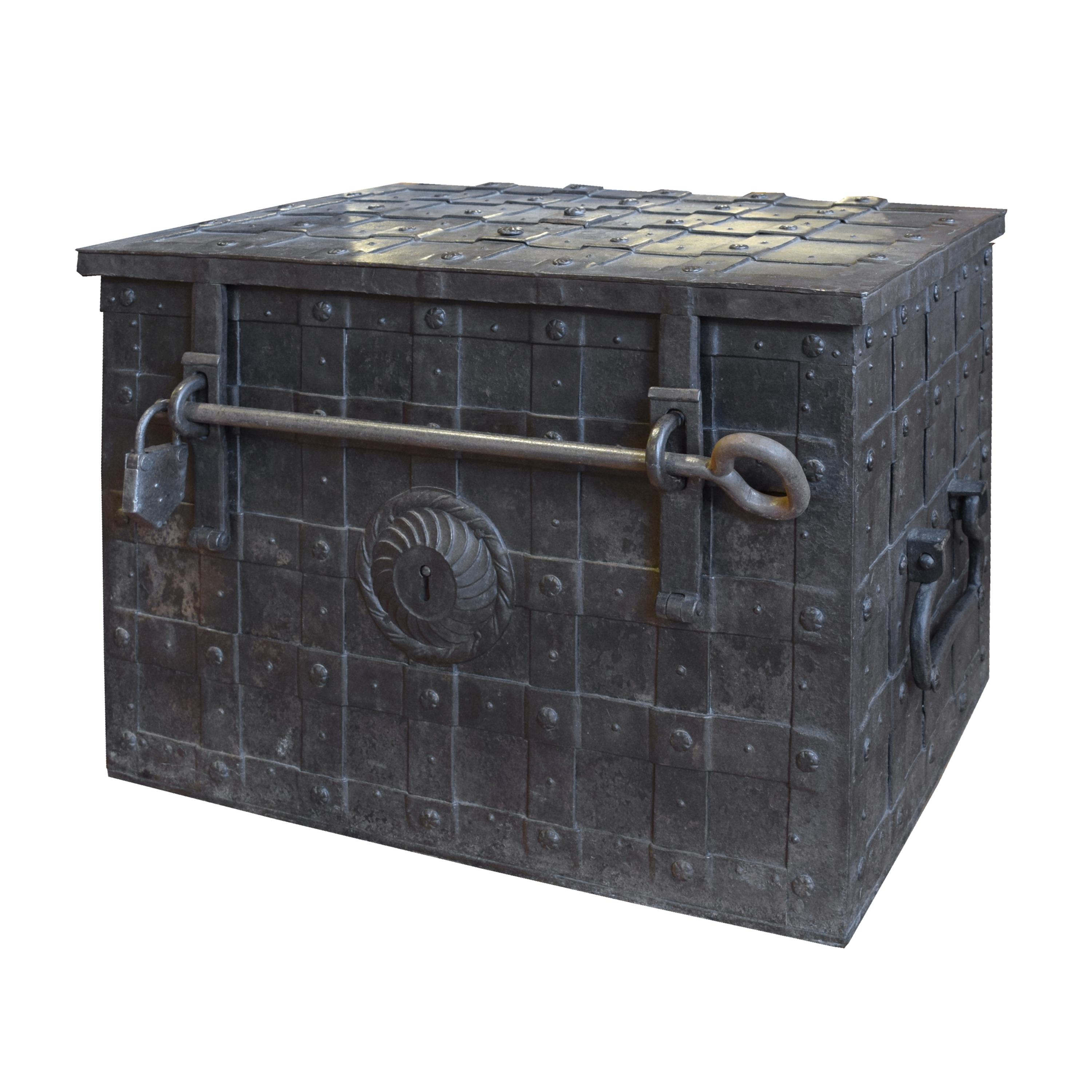 A Wrought Iron Safe Box 35" W x 25" D x 24" H — Italy, 18th Century