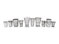 Ten Continental Silver Beakers