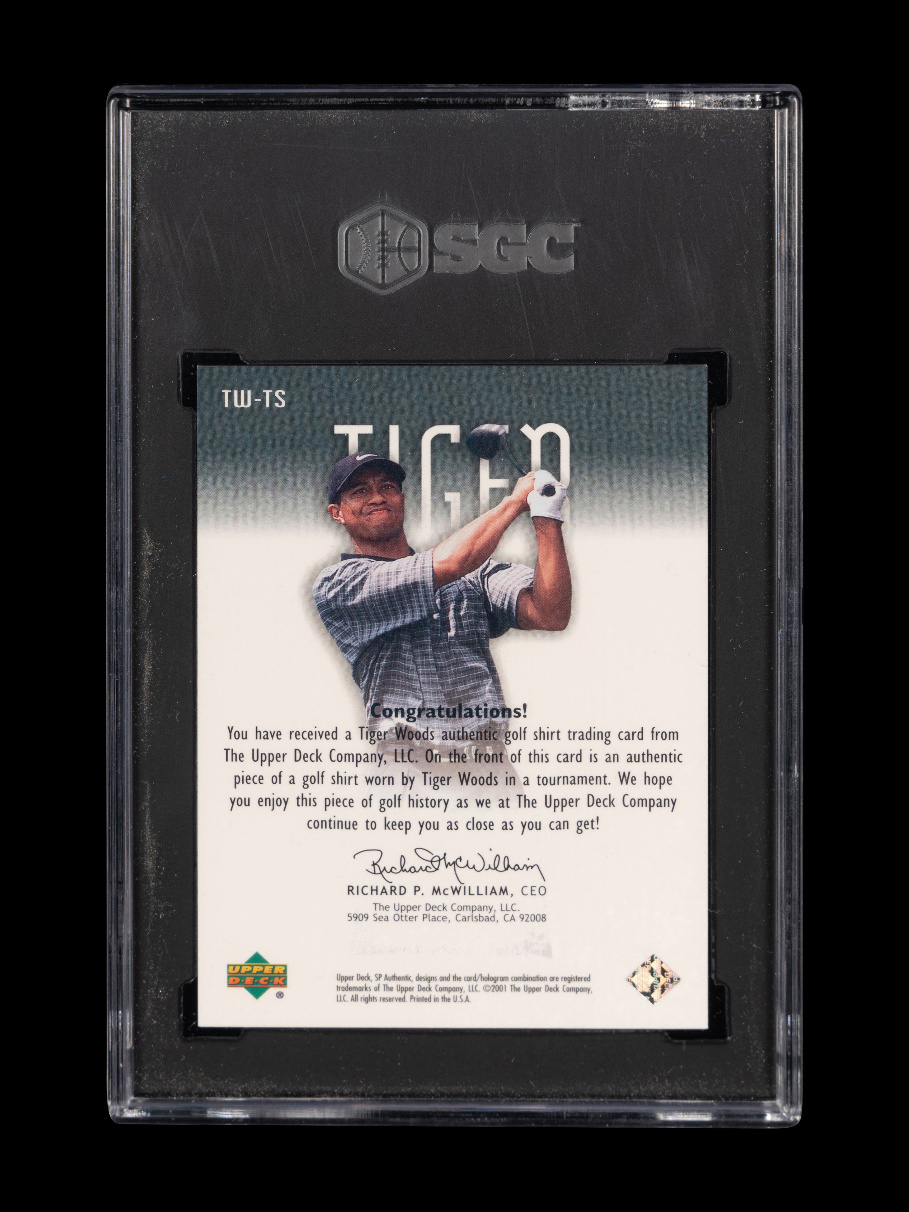 A 2001 Upper Deck SP Authentic Tiger Woods Tour Swatch | Freeman's