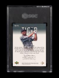 A 2001 Upper Deck SP Authentic Tiger Woods Tour Swatch TW-TS Rookie Golf Card (SGC 9 MINT)
