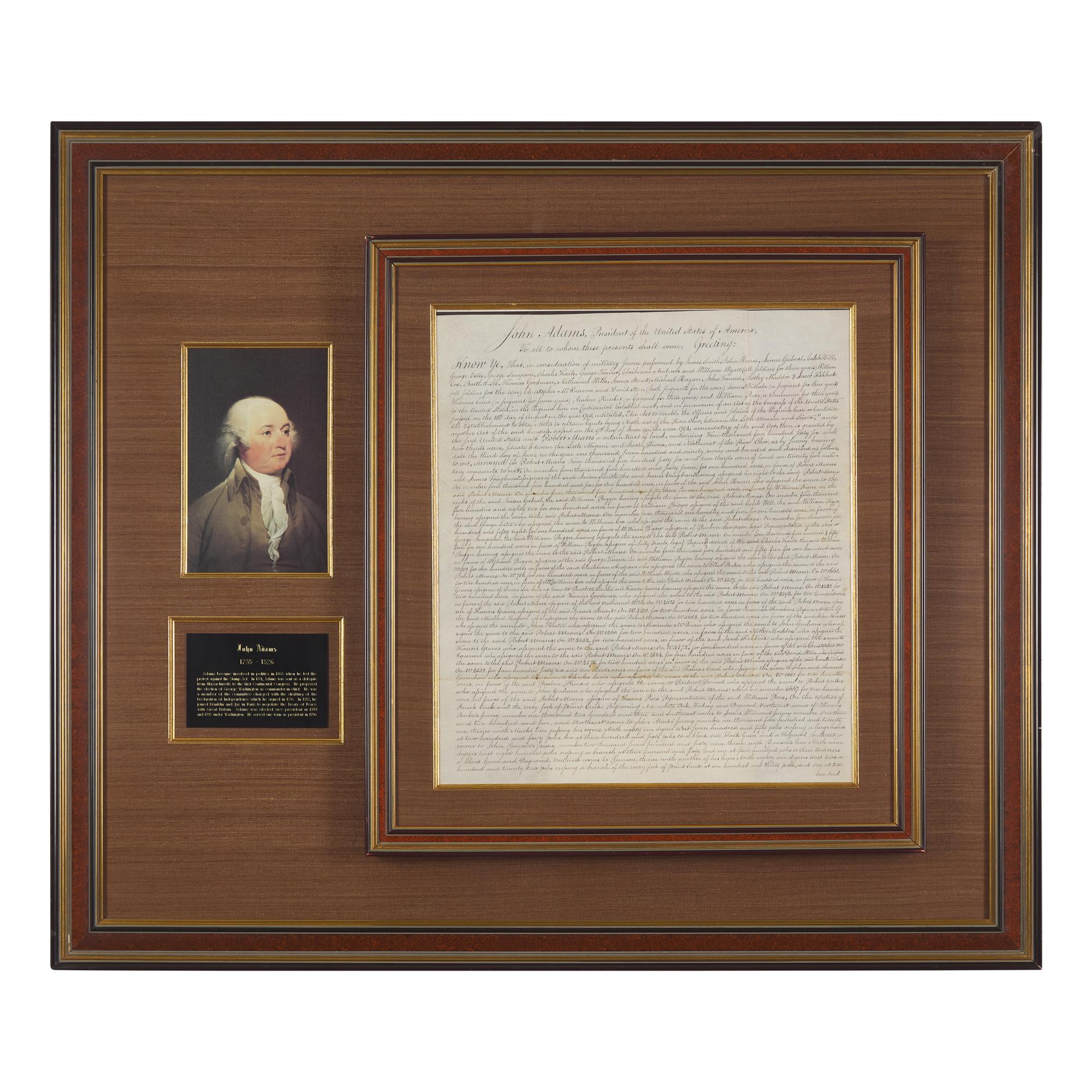 [Presidential] Adams, John. Manuscript Document, signed
