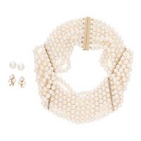 COLLECTION OF CULTURED PEARL AND YELLOW GOLD JEWELRY
