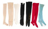 Six Pairs of Victorian Embroidered Silk Stockings