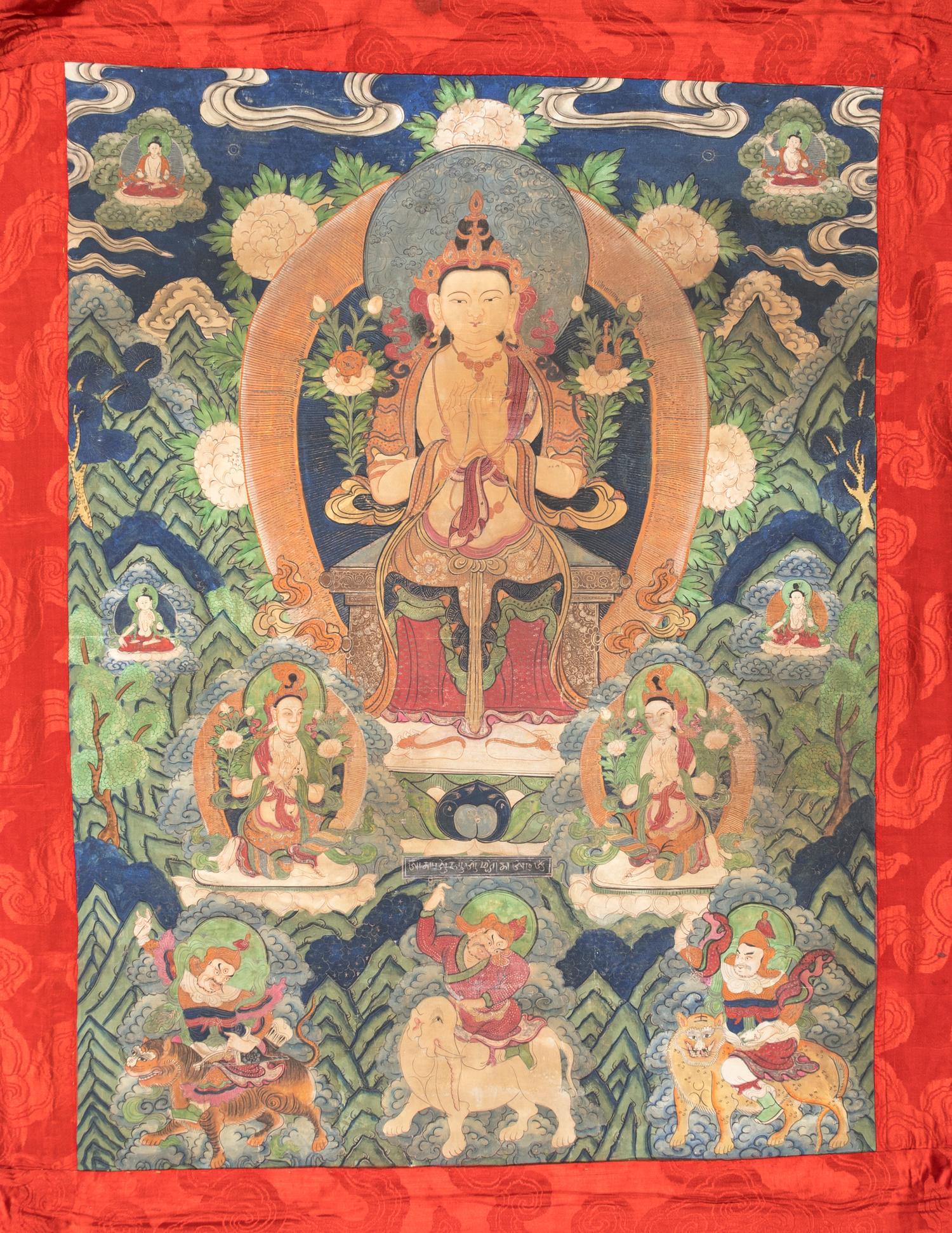 A Large Sino-Tibetan Thangka Depicting Maitreya