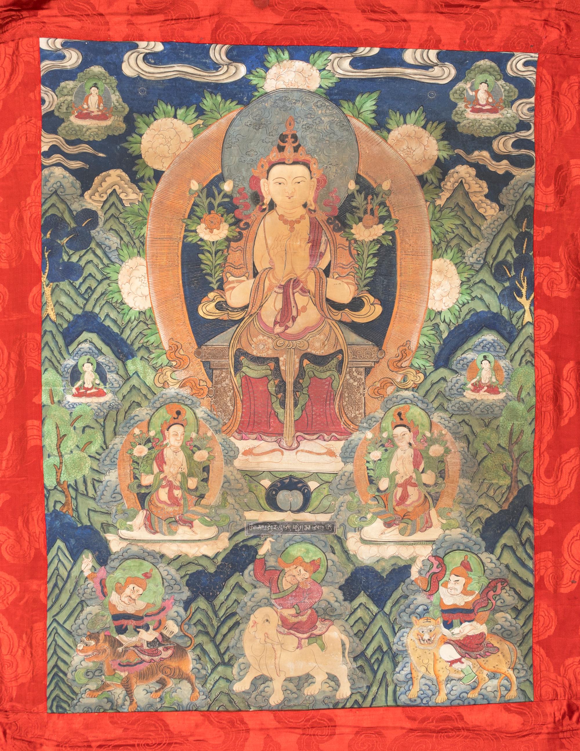 A Large Sino-Tibetan Thangka Depicting Maitreya