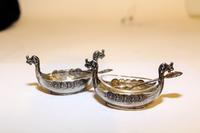 A Pair of Viking Silver Salts. Length 3 inches.