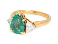An 18 Karat Yellow Gold, Emerald and Diamond Ring,