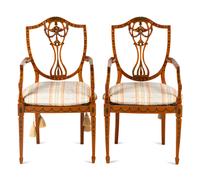 A Pair of Edwardian Painted Armchairs