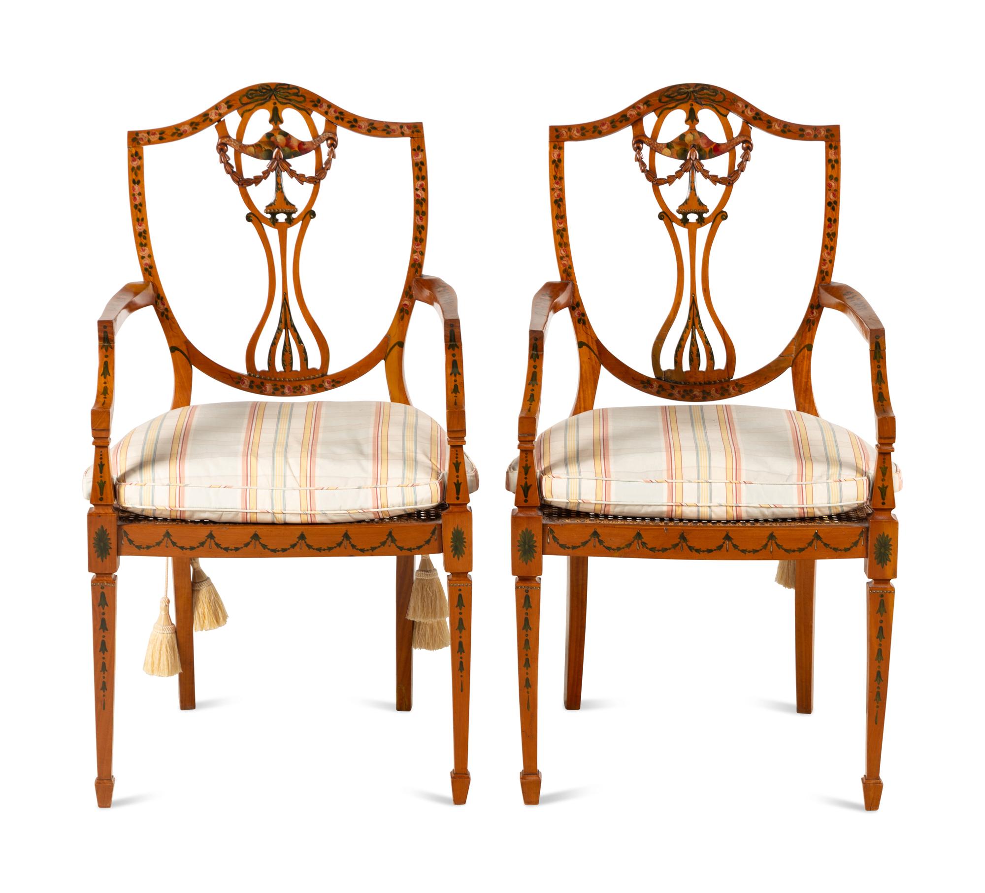 A Pair of Edwardian Painted Armchairs