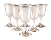 Six Silver Water Goblets