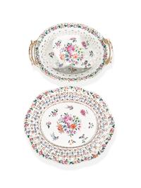 Five Chinese Export Porcelain Reticulated Table Articles