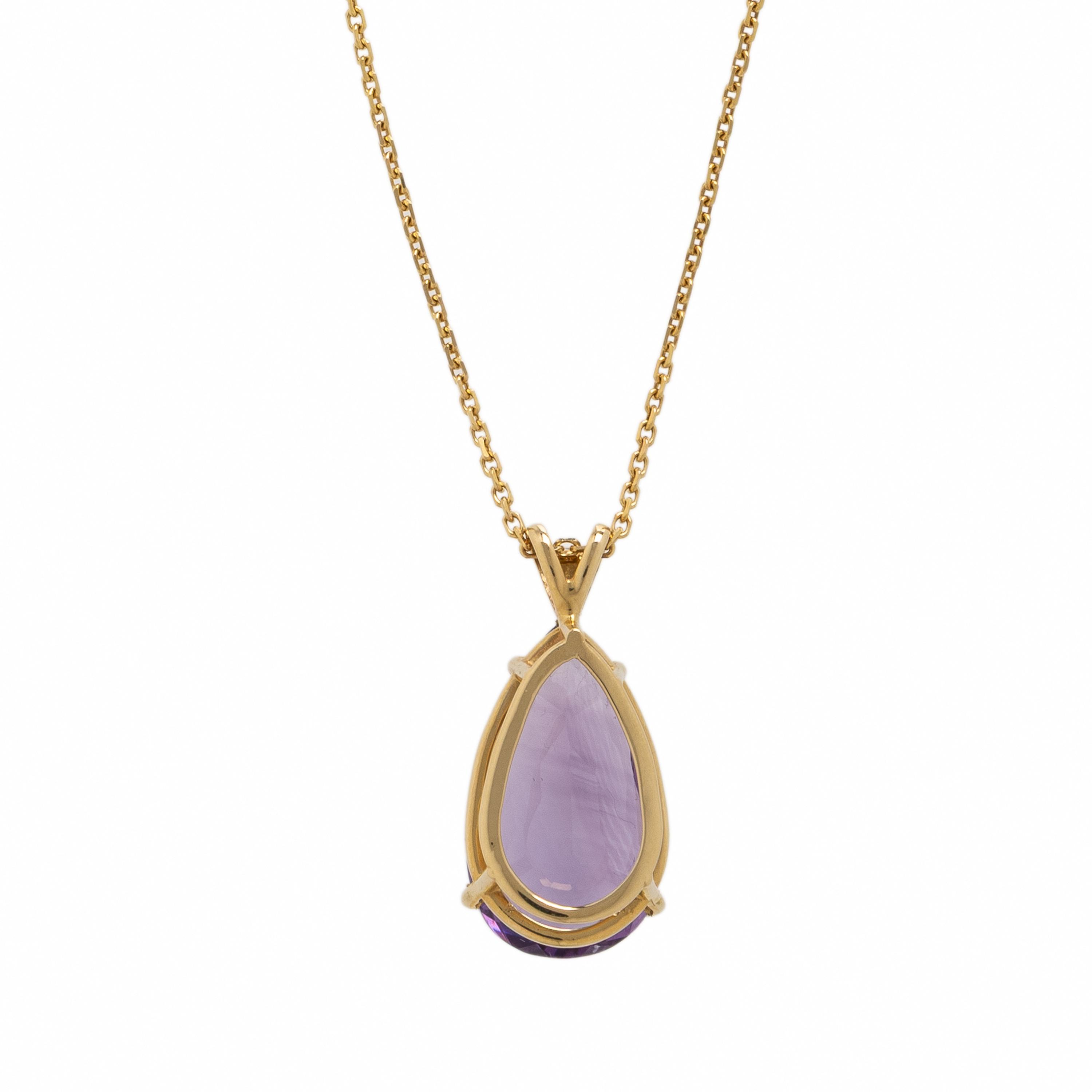 Amethyst, Diamond, and Yellow Gold Pendant Necklace
