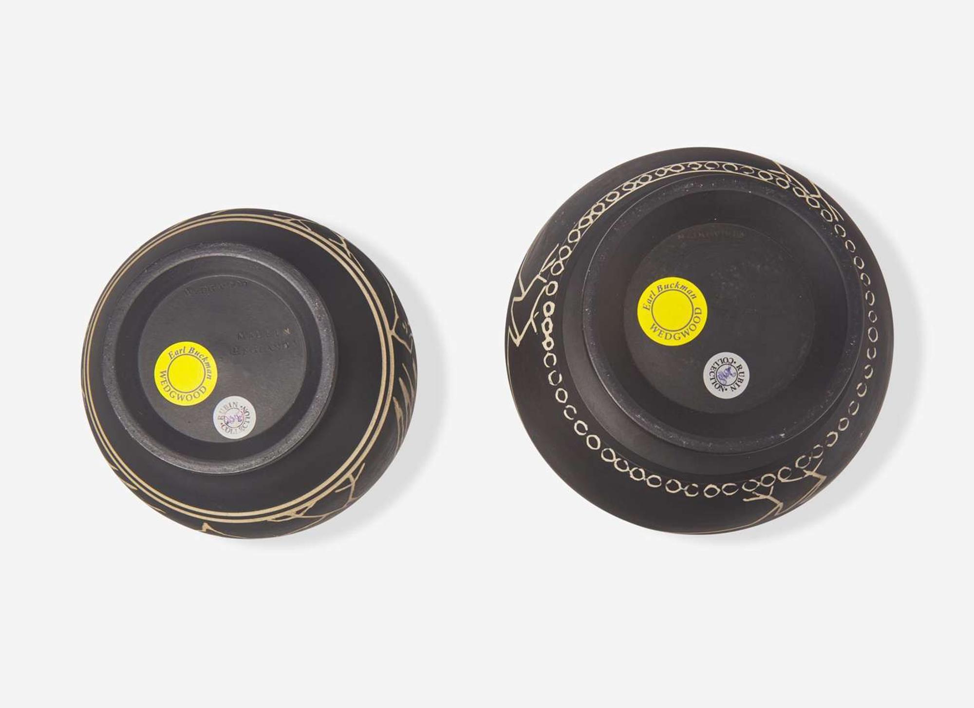 Two Wedgwood Thomas Simpson and Arthur Dale Holland Black Basalt Vases, UK, circa 1924