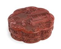 A Chinese Cinnabar Covered Box Width 12 1/2 inches.