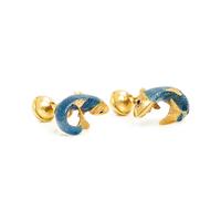 TIFFANY & CO., YELLOW GOLD AND ENAMEL FISH CUFFLINKS