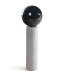 A Contemporary Marble Pedestal and Spherical Ornament