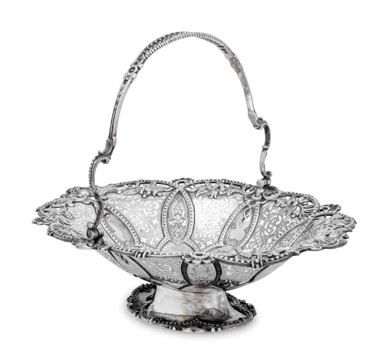 A Victorian Silver Centerpiece Basket
