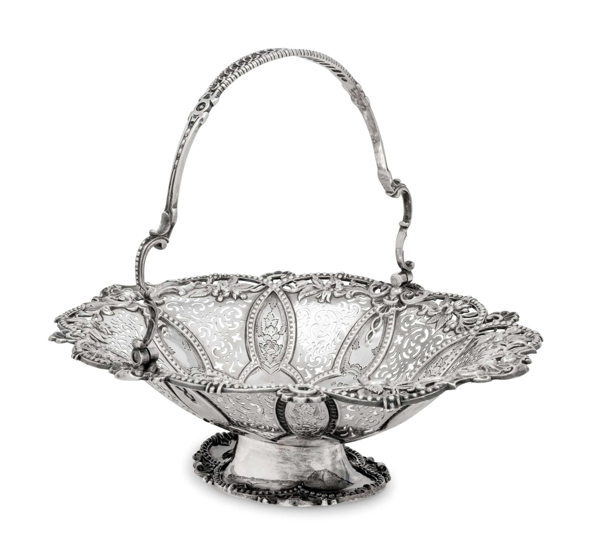 A Victorian Silver Centerpiece Basket