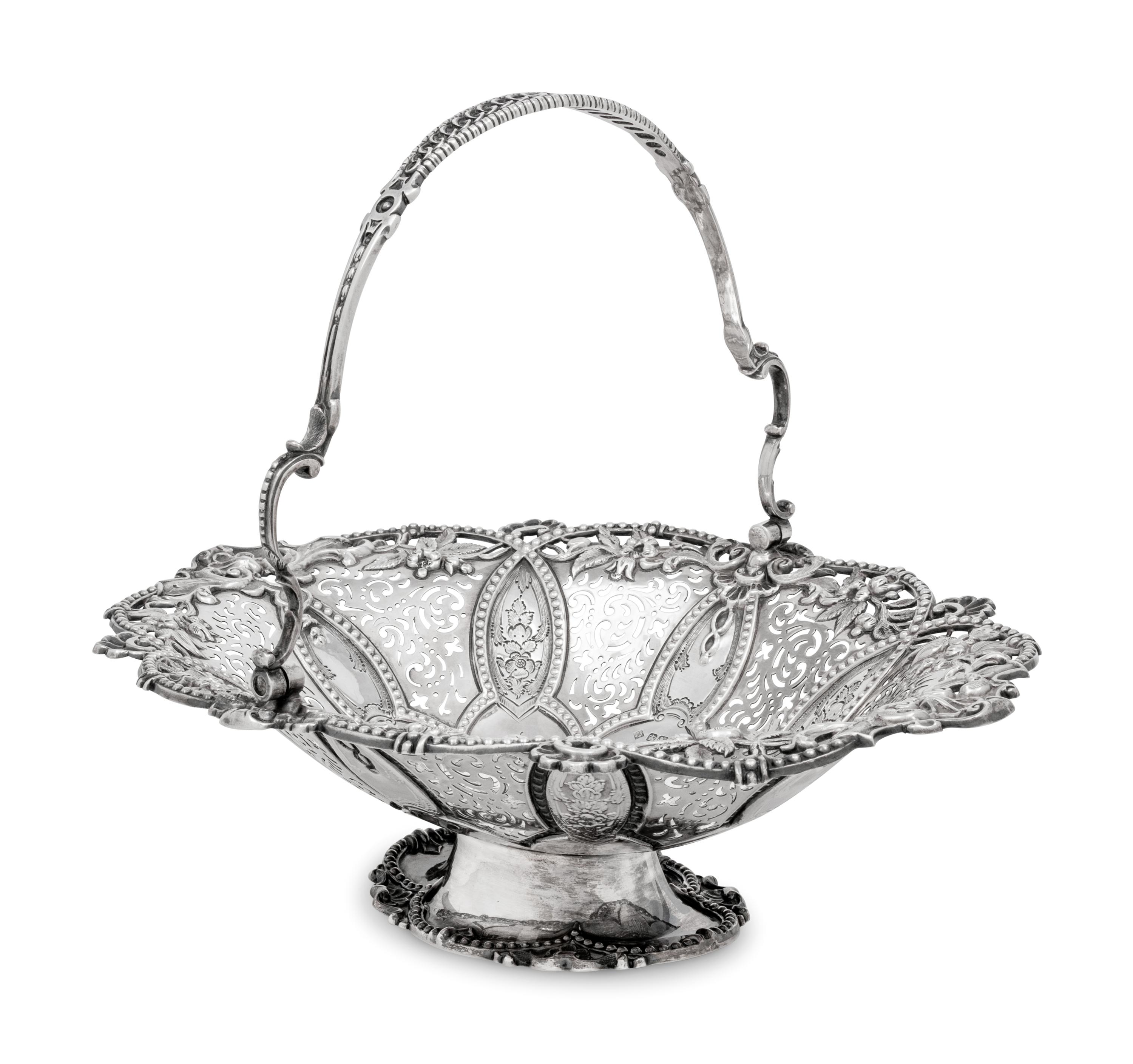 A Victorian Silver Centerpiece Basket